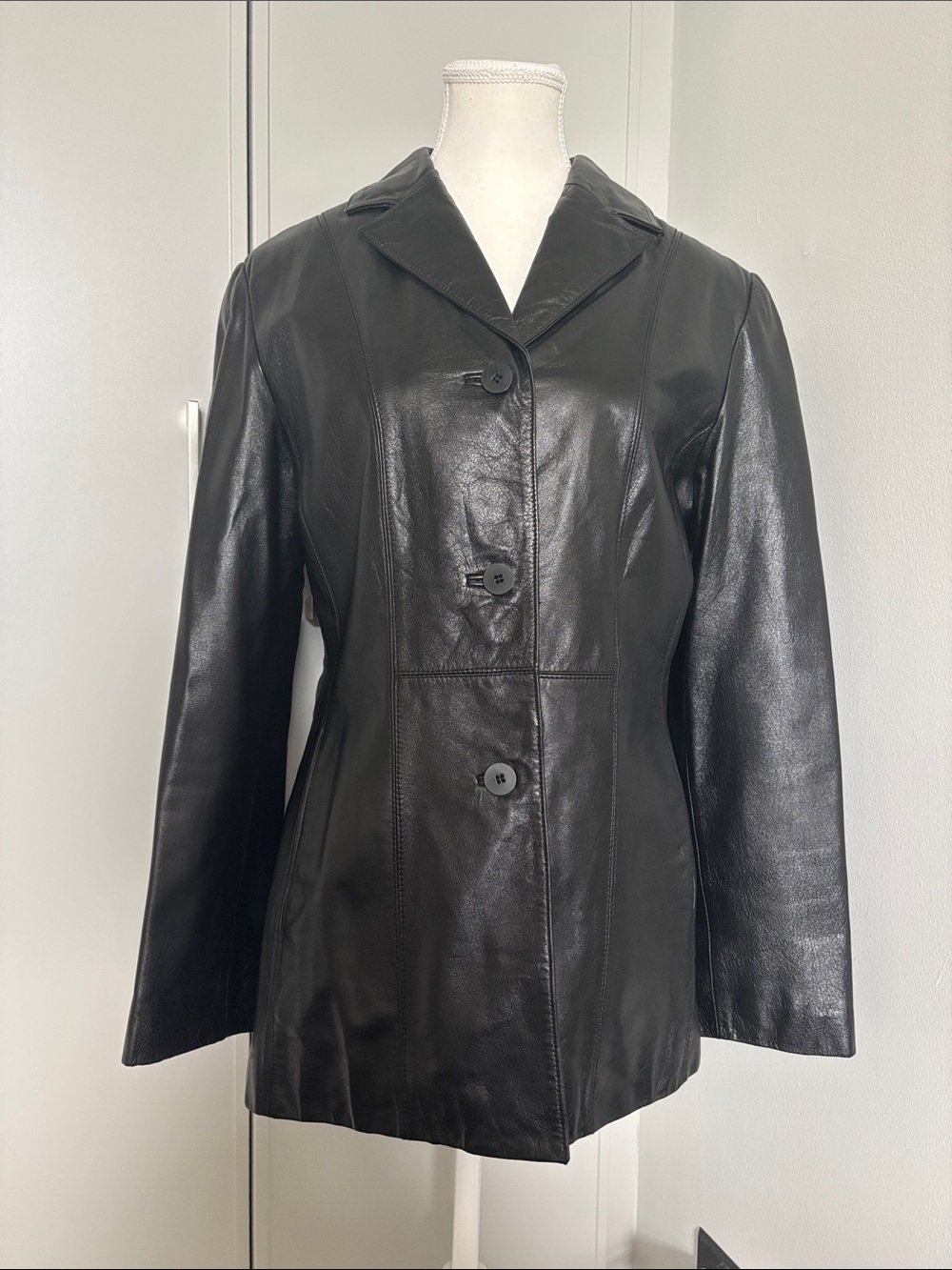 Danier Black Leather Button-Front Women's Jacket